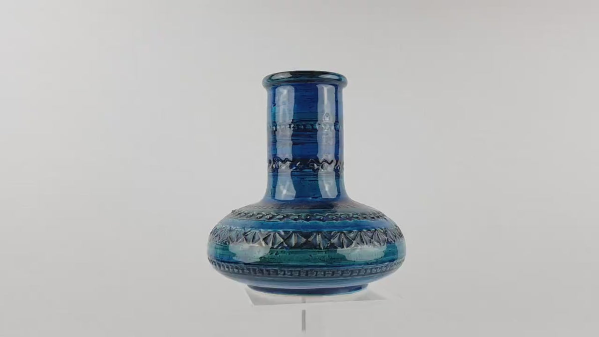Vintage STUDIO 4 Blue Italian Pottery Vase Bitossi Rimini Blue Style