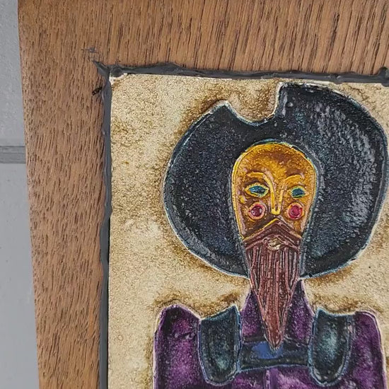 Vintage REM’S Don Quichot Leather & Oil Wall Art Tableau France 1970s