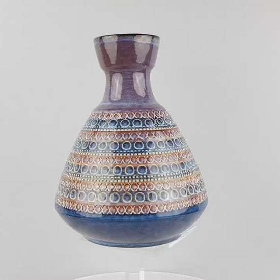 Vintage DÜMLER & BREIDEN Keramik Vase with geometric decor 128-20 West German Pottery 1960s 1970s