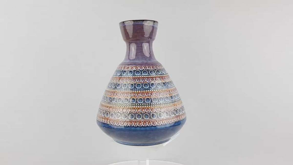 Vintage DÜMLER & BREIDEN Keramik Vase with geometric decor 128-20 West German Pottery 1960s 1970s