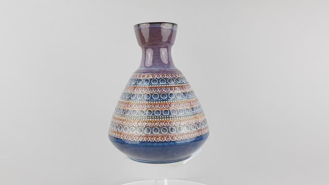 Vintage DÜMLER & BREIDEN Keramik Vase with geometric decor 128-20 West German Pottery 1960s 1970s