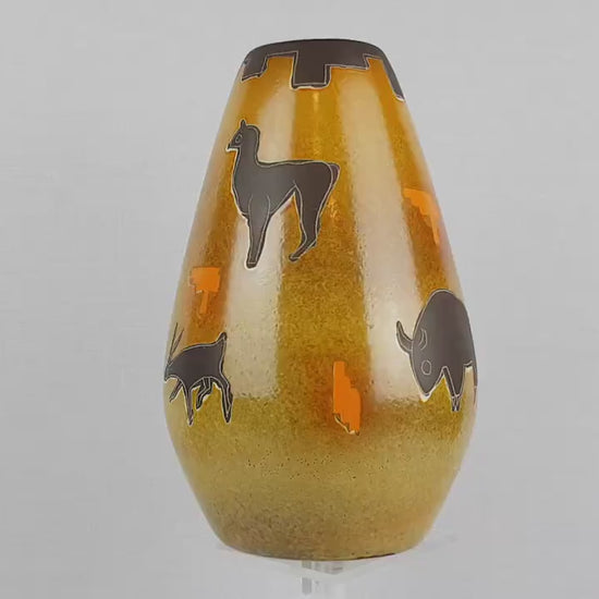 Vintage MAREI Keramik Vase with "Altamira" Decor 2002 24 West German Pottery 1960s