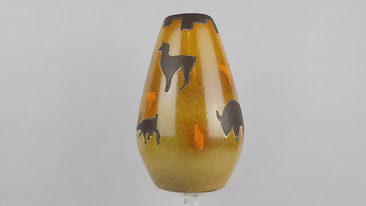 Vintage MAREI Keramik Vase with "Altamira" Decor 2002 24 West German Pottery 1960s
