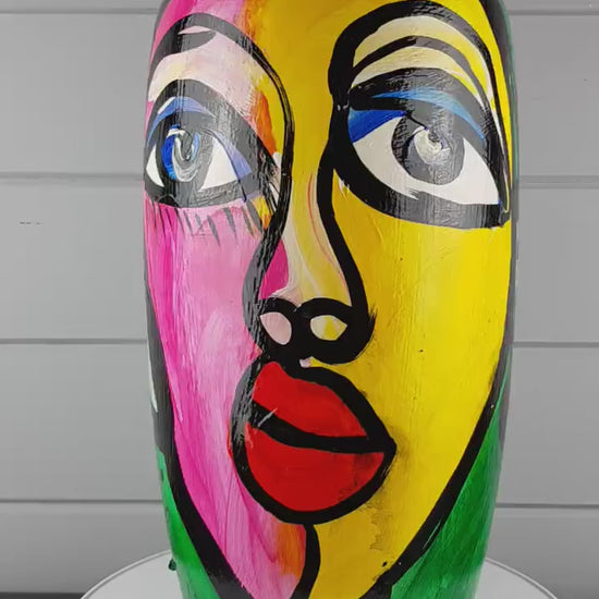 Vintage PETER ROBERT KEIL Hand Painted Scheurich Vase Surrealistic Abstract Art Berlin 1983