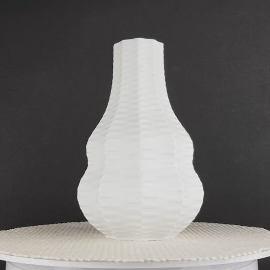 Vintage Geometric HUTSCHENREUTHER  Op Art Biscuit Porcelain Vase by H. Fuchs, 1960s