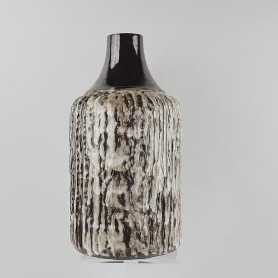 Vintage CERAMANO Metallic Brown Vase with SYRAKUS Decor West German Pottery 1960s