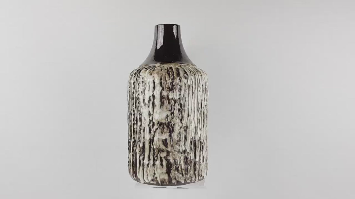 Vintage CERAMANO Metallic Brown Vase with SYRAKUS Decor West German Pottery 1960s