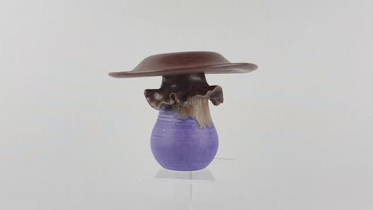 RARE Vintage EVELYN KLAM Purple/ Copper Mushroom Shaped Vase Studio Pottery From West Germany 1970s