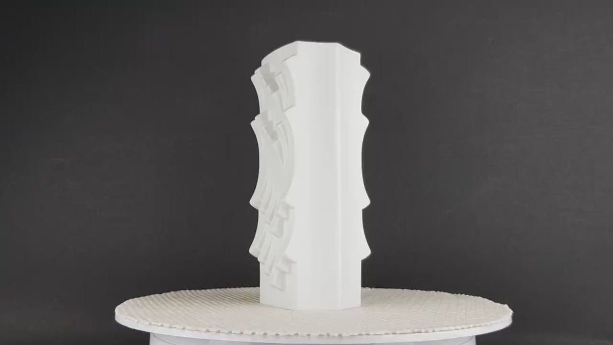 Vintage HUTSCHENREUTHER Archais Op Art Porcelain Vase 6337/20 by Heinrich Fuchs – White Bisque Porcelain – West Germany – 1970s