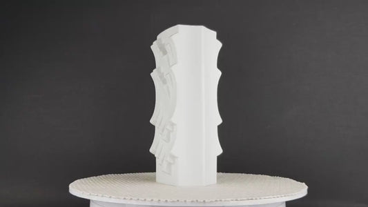 Vintage HUTSCHENREUTHER Archais Op Art Porcelain Vase 6337/20 by Heinrich Fuchs – White Bisque Porcelain – West Germany – 1970s