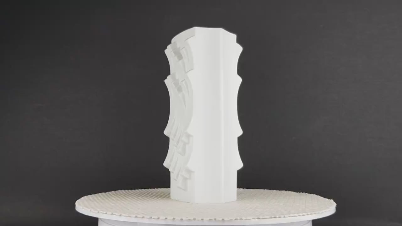 Vintage HUTSCHENREUTHER Archais Op Art Porcelain Vase 6337/20 by Heinrich Fuchs – White Bisque Porcelain – West Germany – 1970s
