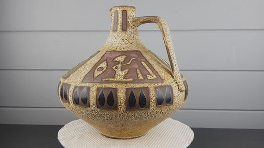 Vintage CERAMANO Vase with Amon decor 201 West German Pottery 1960s
