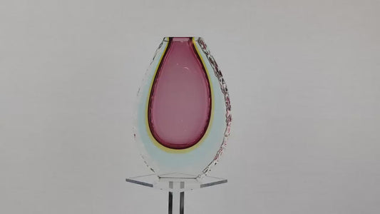 Vintage MURANO SOMMERSO GLASS Ruby Red Vase by Alessandro Mandruzzato Italian Art Glass 1960-70s